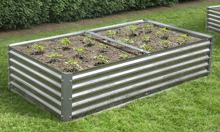 A raised bed garden