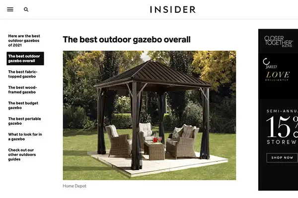 Business Insider - 5 Best Outdoor Gazebos of 2021 SOJAG