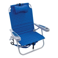 4-Position Folding Backpack Beach Chair with Cooler Blue