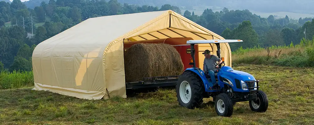 temporary fabric farm storage shelter
