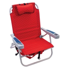 4-Position Folding Backpack Beach Chair with Cooler Red