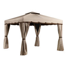 Roma Soft Top Gazebo, 10 ft. x 12 ft. Beige with Brown Trim