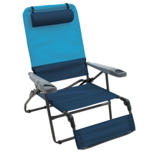 Camp & Go Ottoman Lounge 4-Position Chair, Blue Sky/Navy