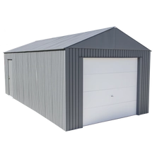 Everest Steel Garage, Wind and Snow Rated Storage Building Kit,, 12 ft. x 25 ft. Charcoal
