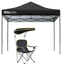 Solo Steel Straight Leg Pop-Up Canopy and Heavy Duty MaxShade™ Chair Bundle Deal