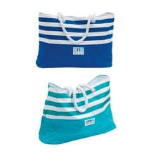 Rope Handle Beach Tote Blue and Green Stripes - Pack of 12